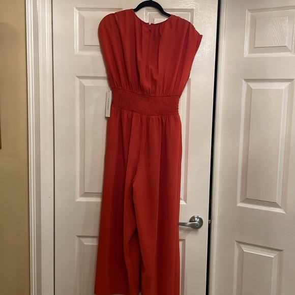 Calvin Klein Aerowash Smocked Waist Wide Leg Crepe Jumpsuit - Picture 9 of 11
